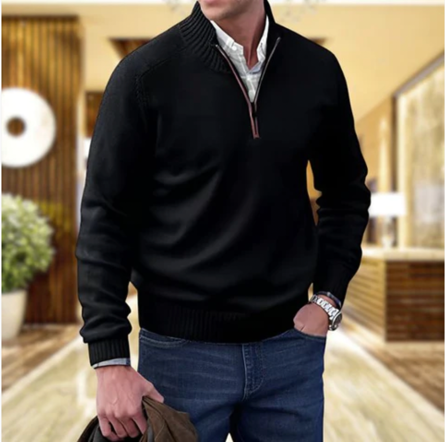 Elegant Cashmere Sweater With Zipper