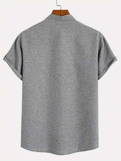 Findenal™ | Stylish short-sleeve shirt with a stand-up collar