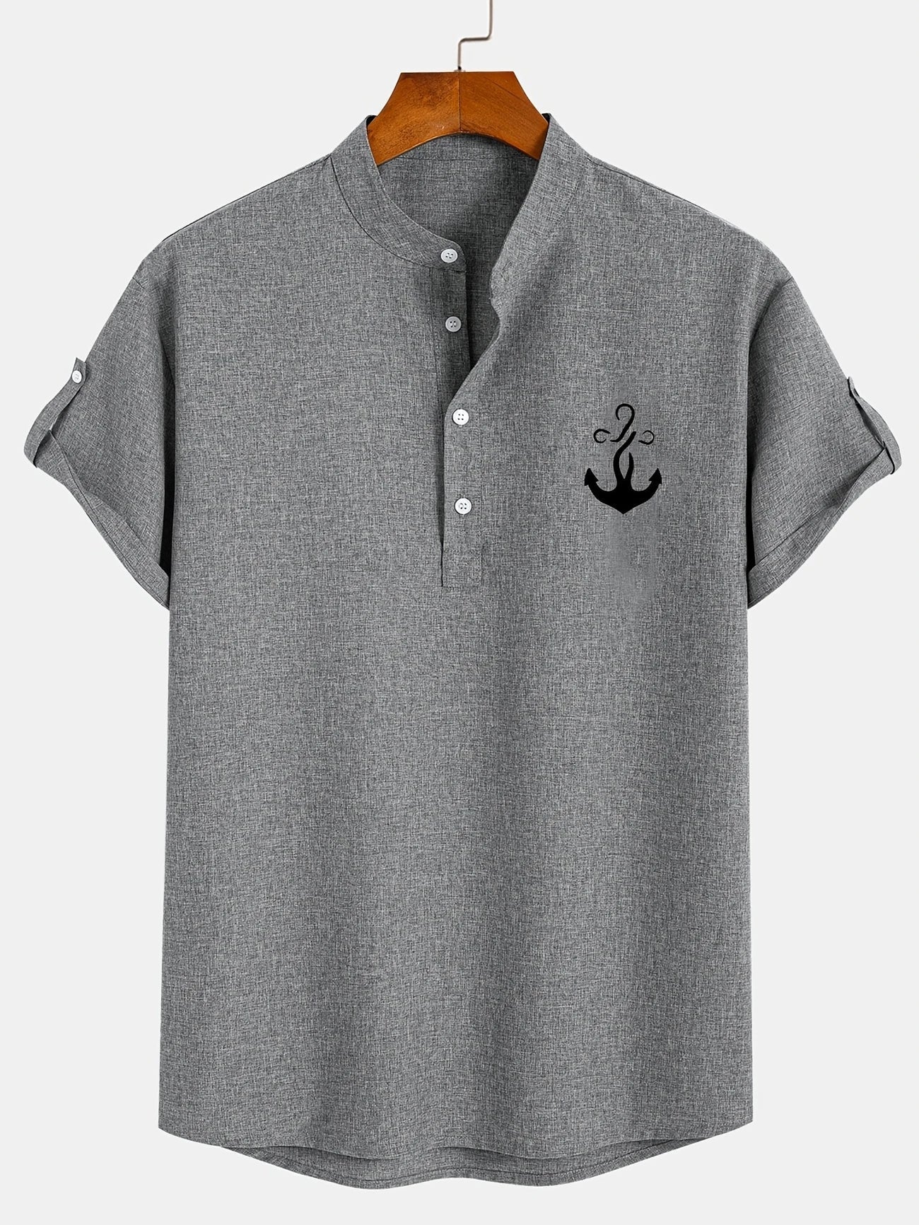 Findenal™ | Stylish short-sleeve shirt with a stand-up collar