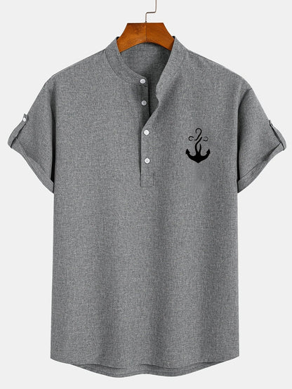 Findenal™ | Stylish short-sleeve shirt with a stand-up collar