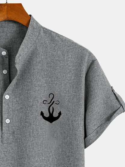 Findenal™ | Stylish short-sleeve shirt with a stand-up collar