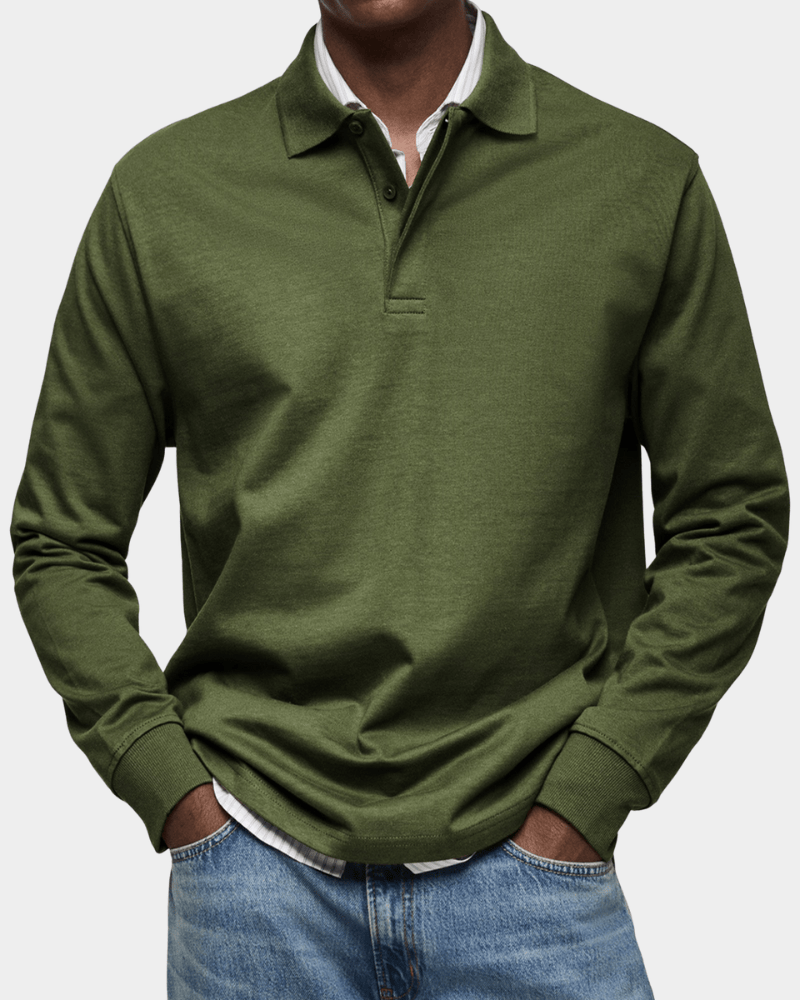 Comfortable long-sleeve spring polo shirt
