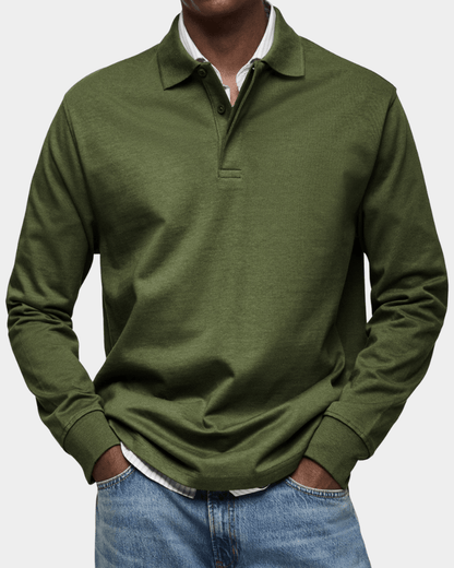 Comfortable long-sleeve spring polo shirt