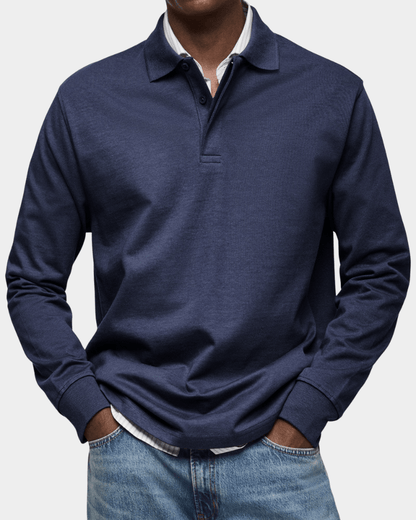 Comfortable long-sleeve spring polo shirt