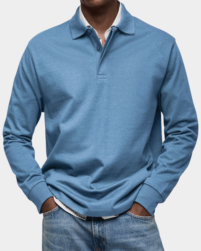 Comfortable long-sleeve spring polo shirt
