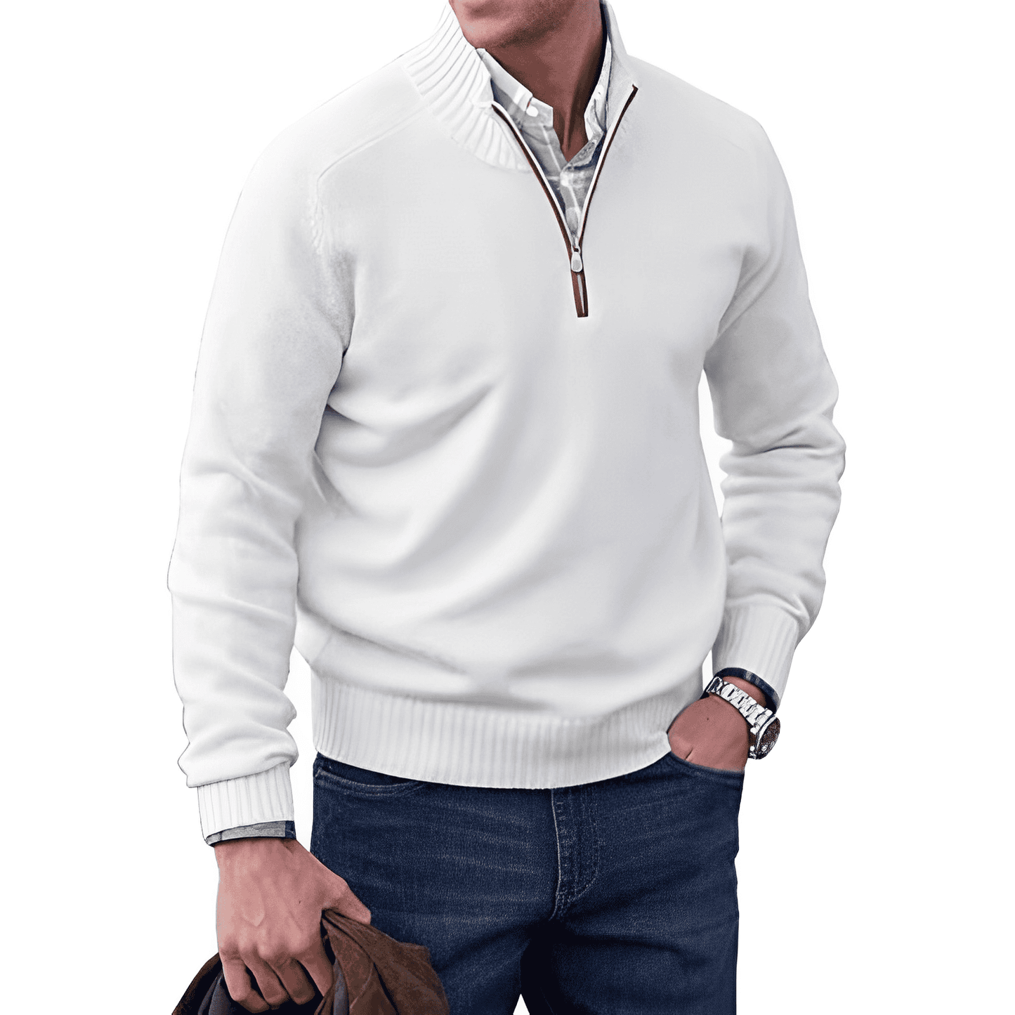 Elegant Cashmere Sweater With Zipper