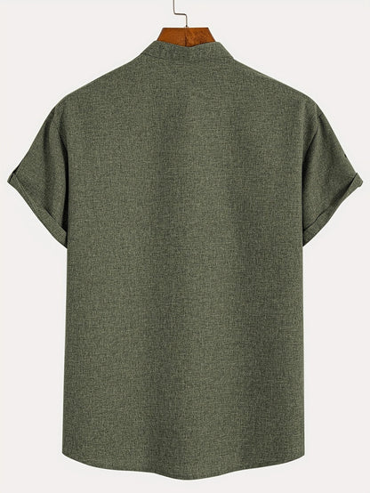Findenal™ | Stylish short-sleeve shirt with a stand-up collar