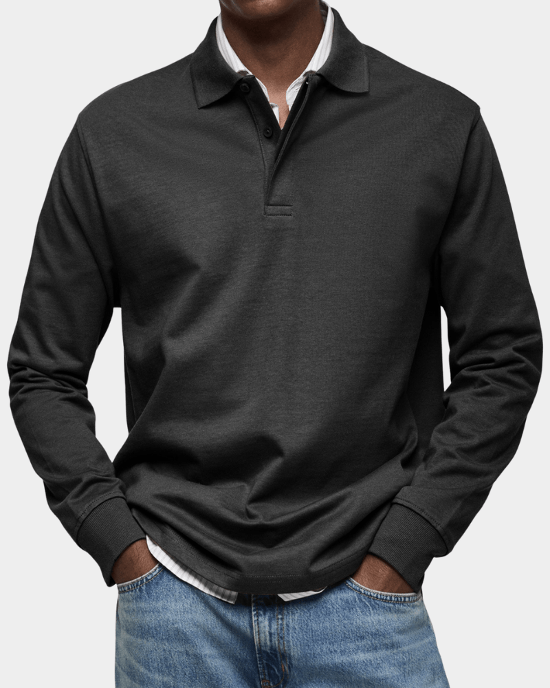 Comfortable long-sleeve spring polo shirt
