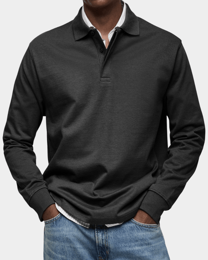 Comfortable long-sleeve spring polo shirt