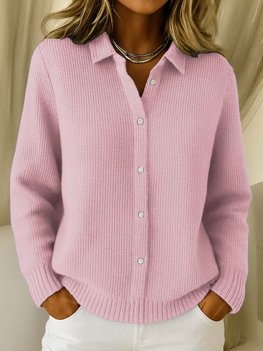 Elegant women's knitted blouse with buttons – Soft, stylish, and versatile