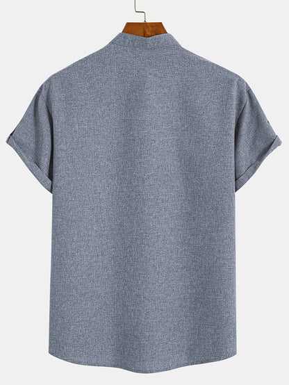 Findenal™ | Stylish short-sleeve shirt with a stand-up collar