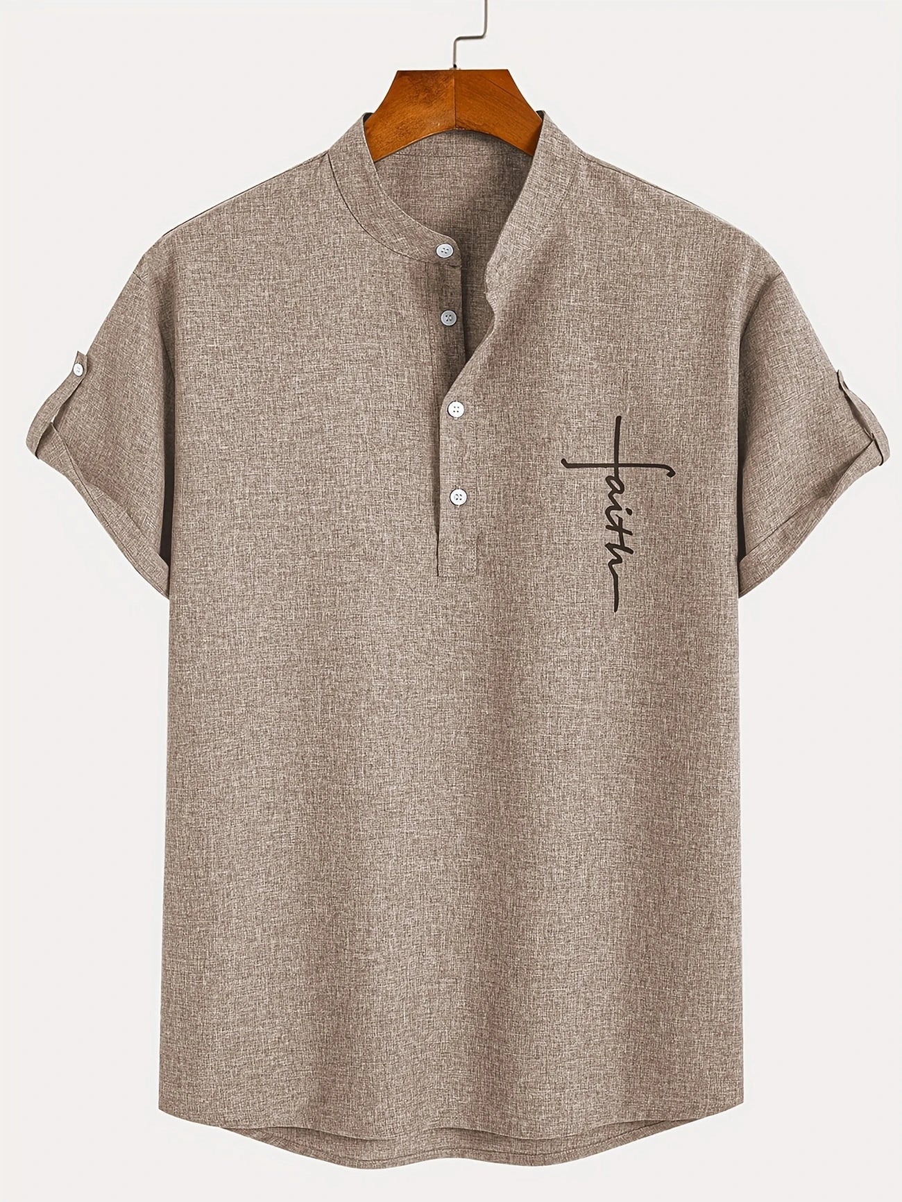 Findenal™ | Stylish short-sleeve shirt with a stand-up collar