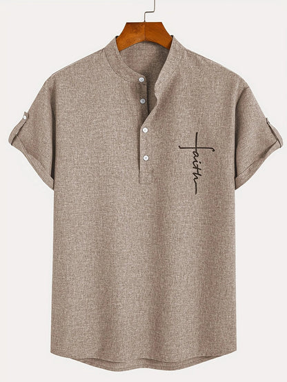 Findenal™ | Stylish short-sleeve shirt with a stand-up collar