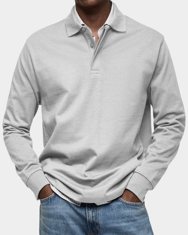 Comfortable long-sleeve spring polo shirt