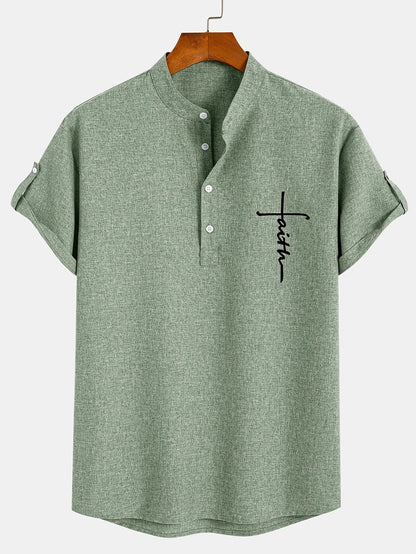 Findenal™ | Stylish short-sleeve shirt with a stand-up collar