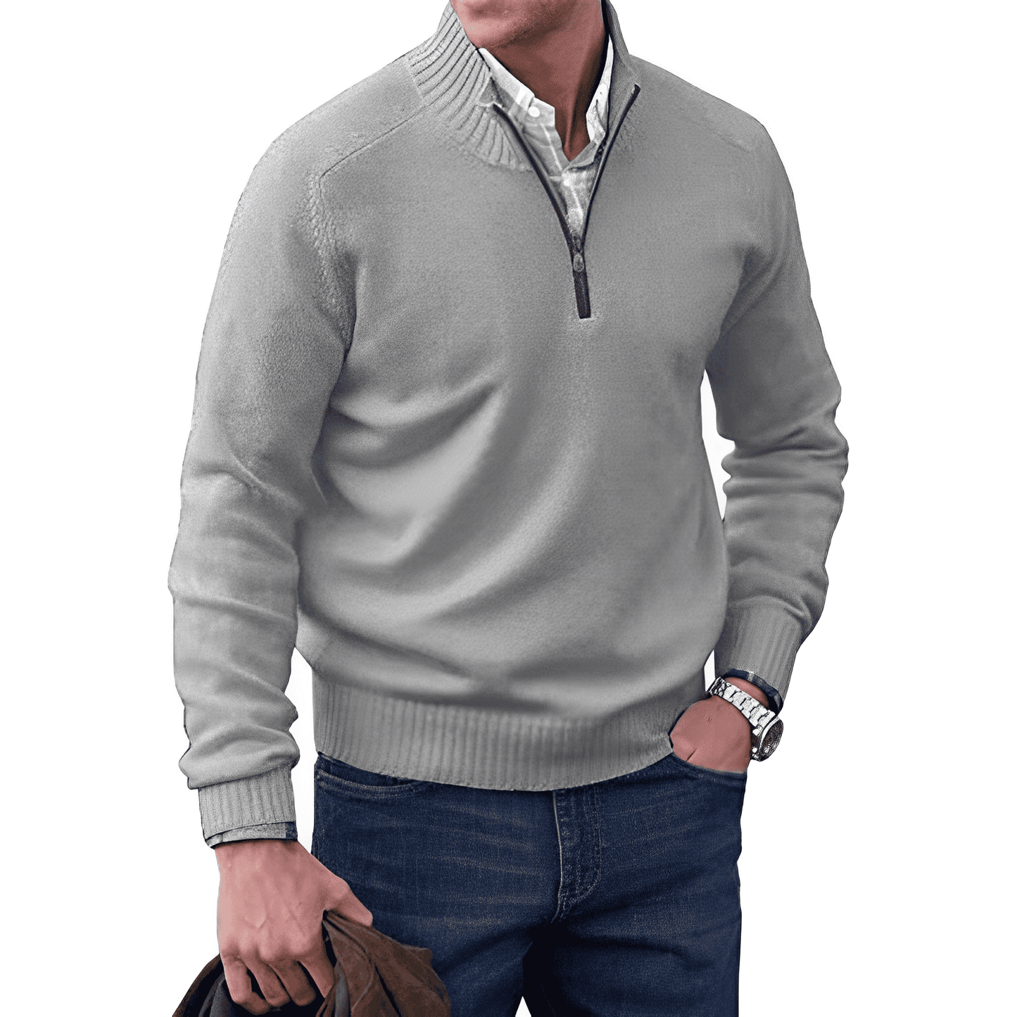 Elegant Cashmere Sweater With Zipper