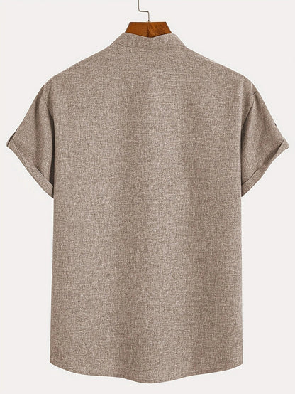 Findenal™ | Stylish short-sleeve shirt with a stand-up collar