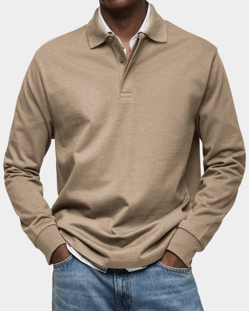 Comfortable long-sleeve spring polo shirt