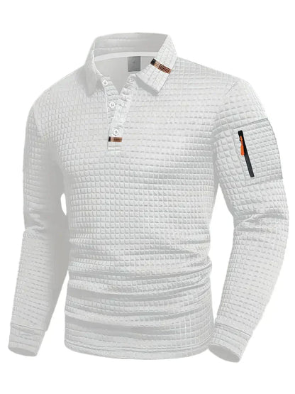 NordicWeave™ Men's Long Sleeve Polo Shirt – Warm, Stylish & Comfortable