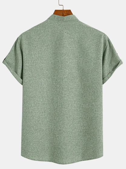 Findenal™ | Stylish short-sleeve shirt with a stand-up collar