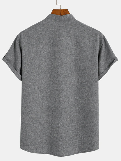 Findenal™ | Stylish short-sleeve shirt with a stand-up collar