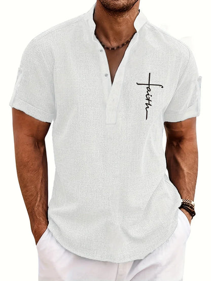 Findenal™ | Stylish short-sleeve shirt with a stand-up collar
