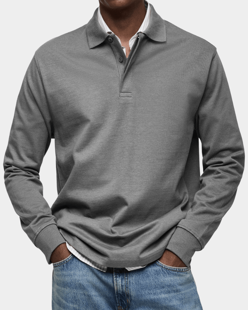 Comfortable long-sleeve spring polo shirt
