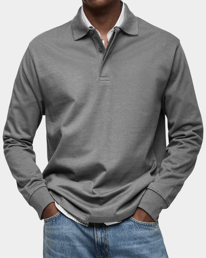 Comfortable long-sleeve spring polo shirt