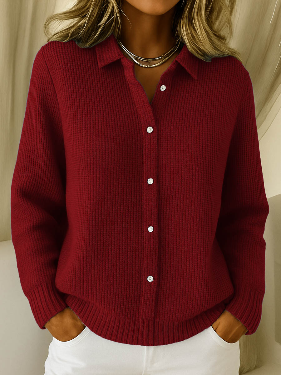 Elegant women's knitted blouse with buttons – Soft, stylish, and versatile