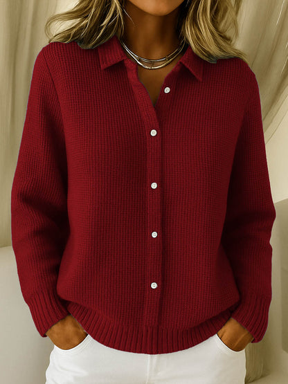 Elegant women's knitted blouse with buttons – Soft, stylish, and versatile
