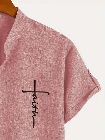 Findenal™ | Stylish short-sleeve shirt with a stand-up collar