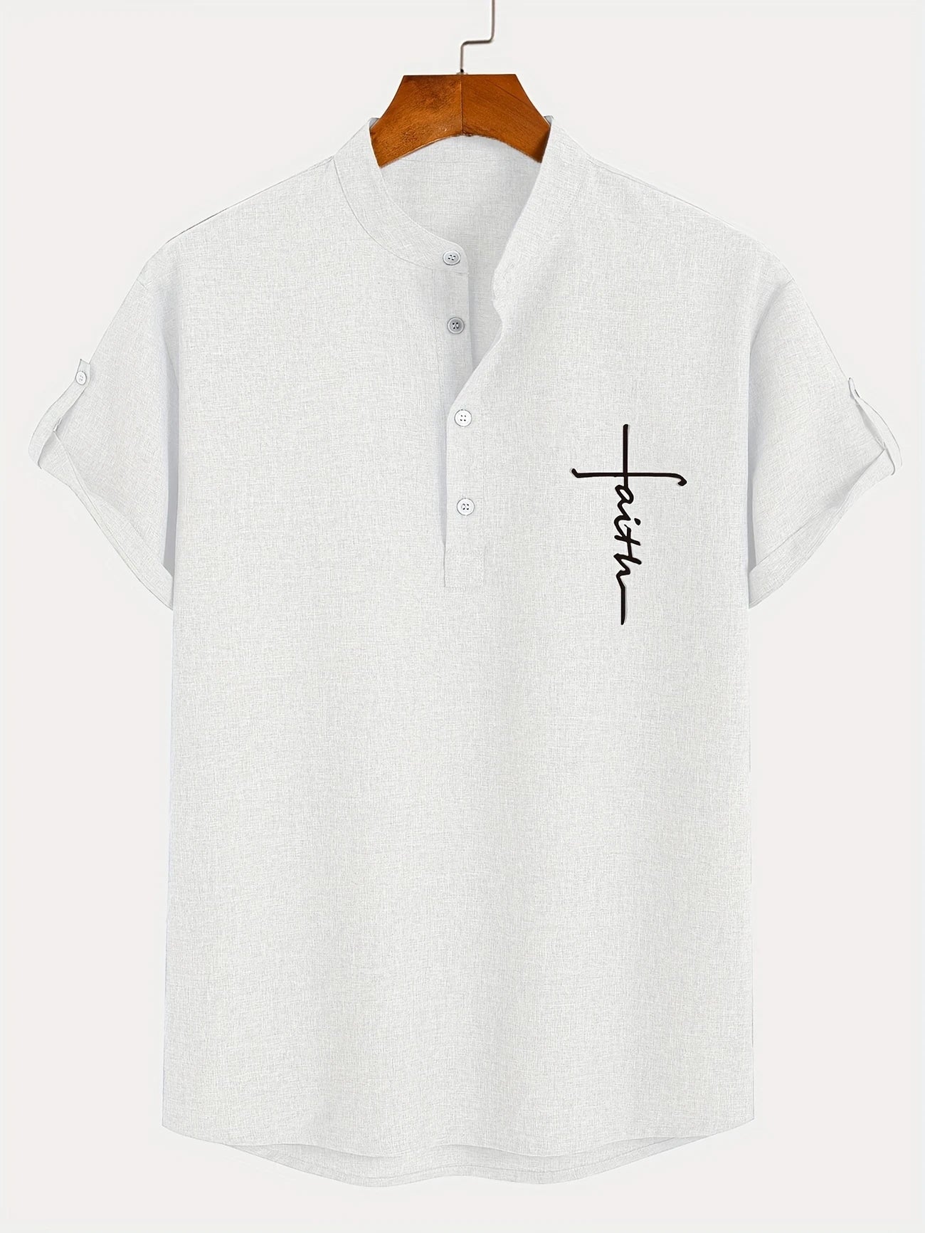 Findenal™ | Stylish short-sleeve shirt with a stand-up collar