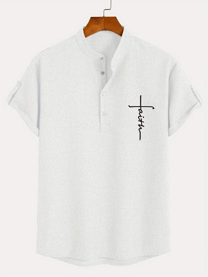 Findenal™ | Stylish short-sleeve shirt with a stand-up collar