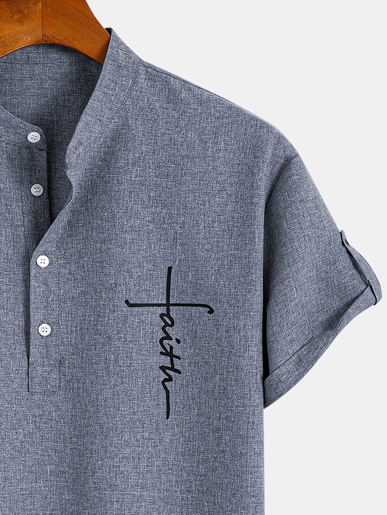Findenal™ | Stylish short-sleeve shirt with a stand-up collar