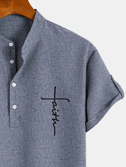 Findenal™ | Stylish short-sleeve shirt with a stand-up collar