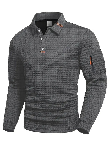 NordicWeave™ Men's Long Sleeve Polo Shirt – Warm, Stylish & Comfortable