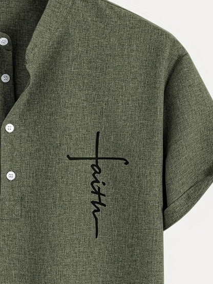Findenal™ | Stylish short-sleeve shirt with a stand-up collar