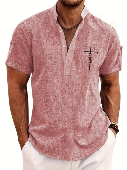 Findenal™ | Stylish short-sleeve shirt with a stand-up collar