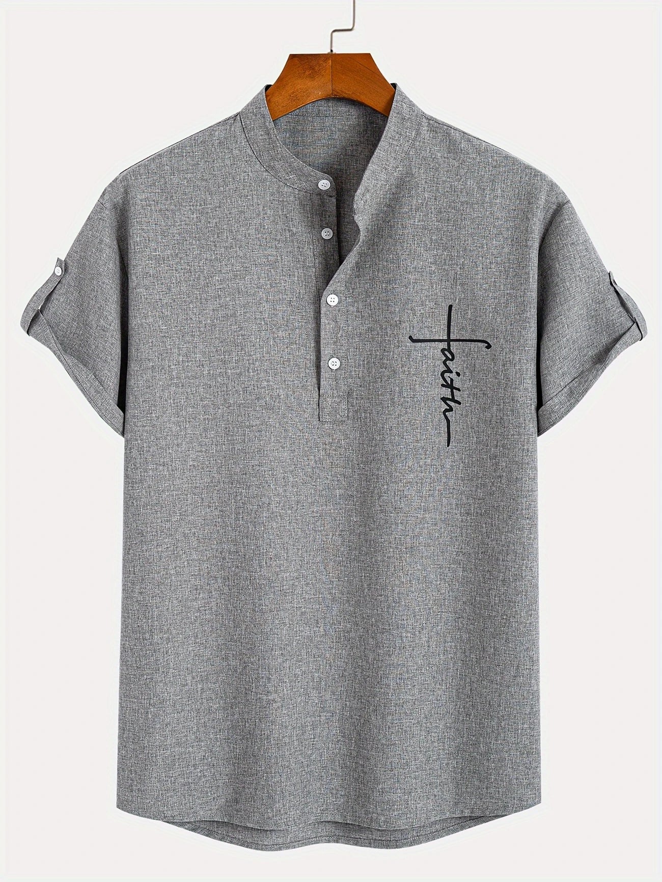 Findenal™ | Stylish short-sleeve shirt with a stand-up collar