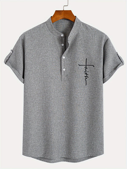Findenal™ | Stylish short-sleeve shirt with a stand-up collar