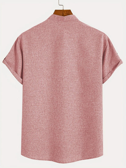 Findenal™ | Stylish short-sleeve shirt with a stand-up collar