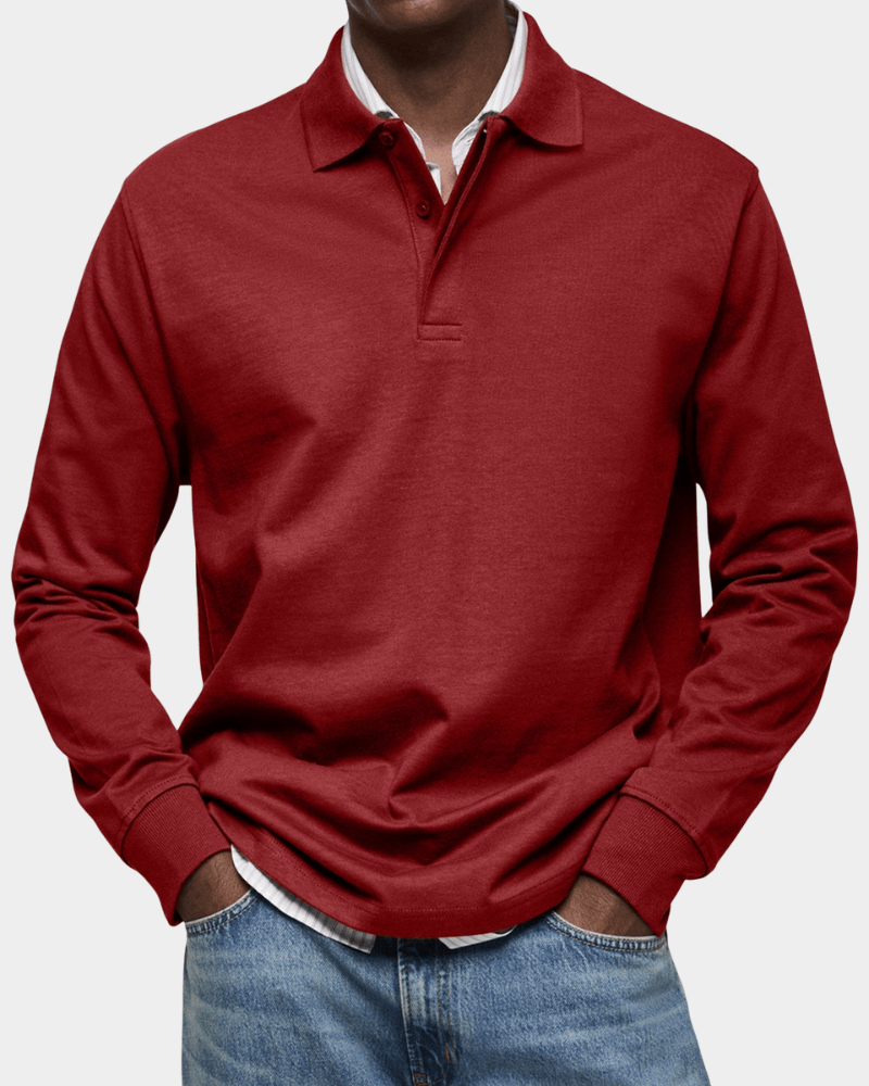 Comfortable long-sleeve spring polo shirt