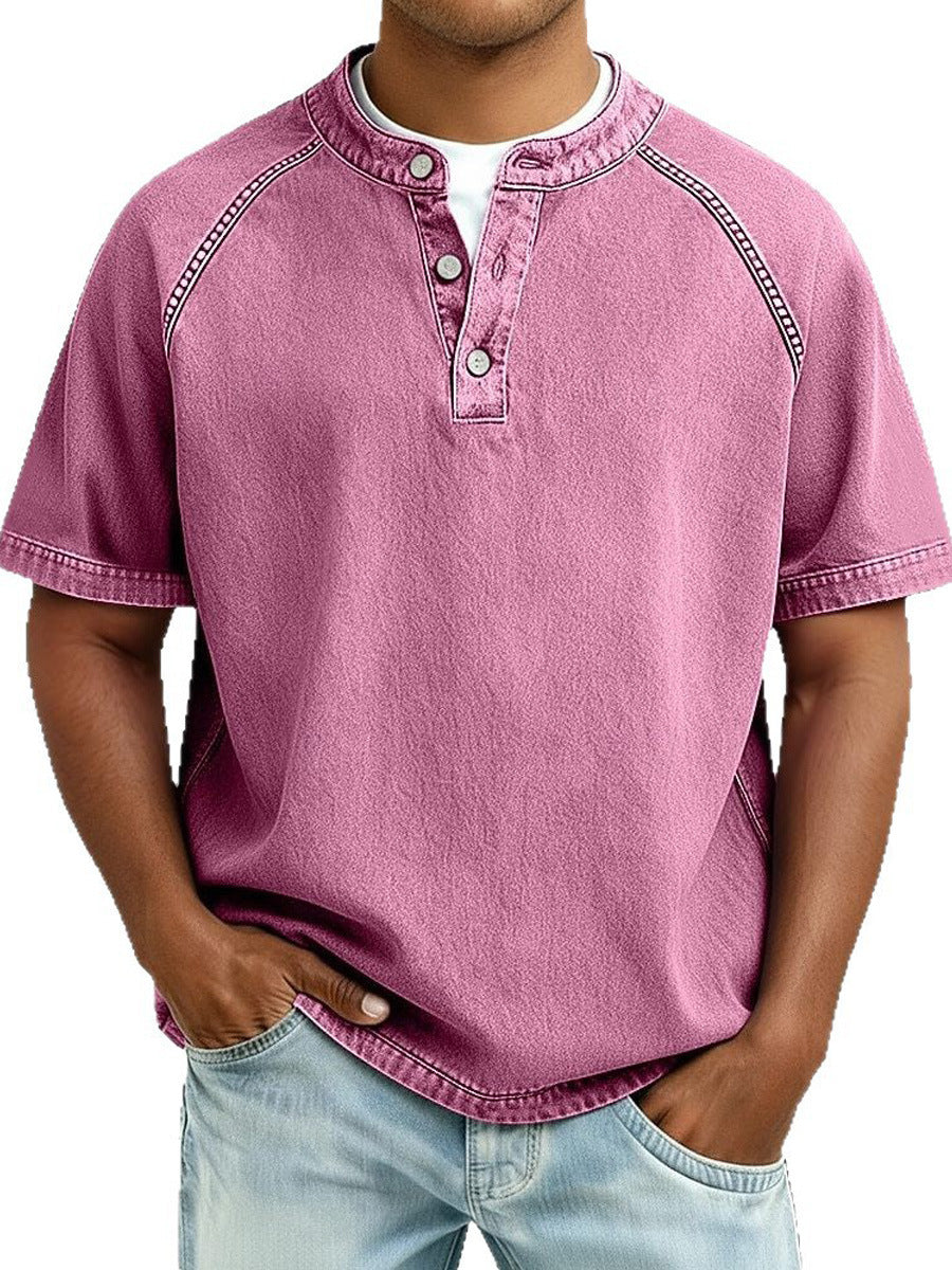 Vintage Washed Henley T-Shirt – Relaxed Fit Everyday Essential