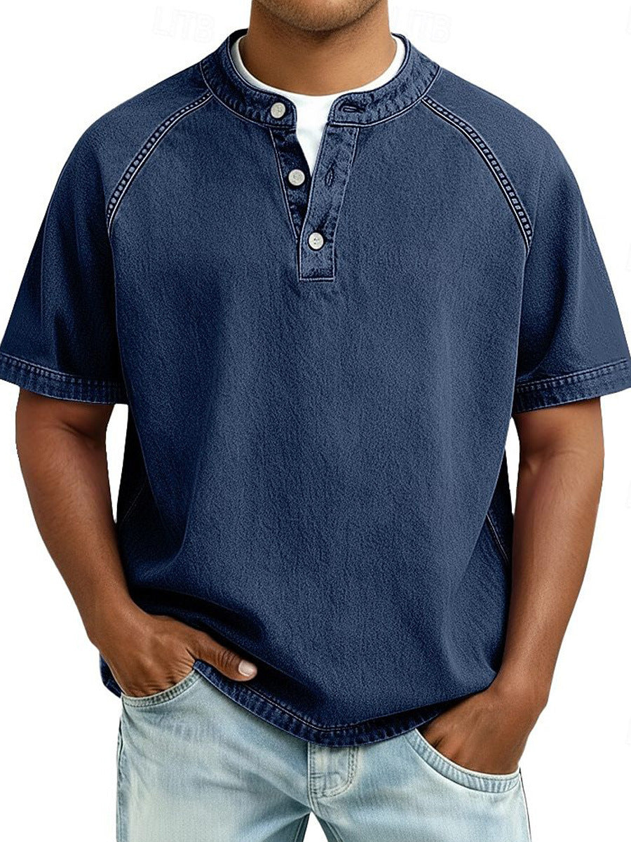 Vintage Washed Henley T-Shirt – Relaxed Fit Everyday Essential