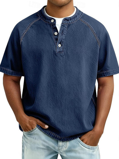 Vintage Washed Henley T-Shirt – Relaxed Fit Everyday Essential