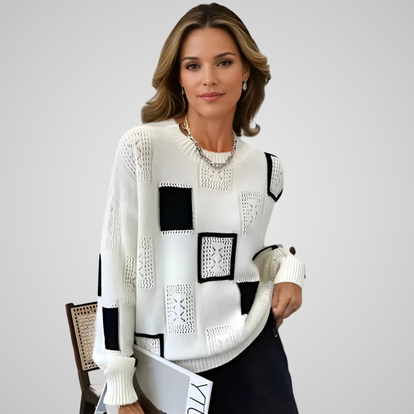 Modern knit sweater with geometric pattern – style meets comfort