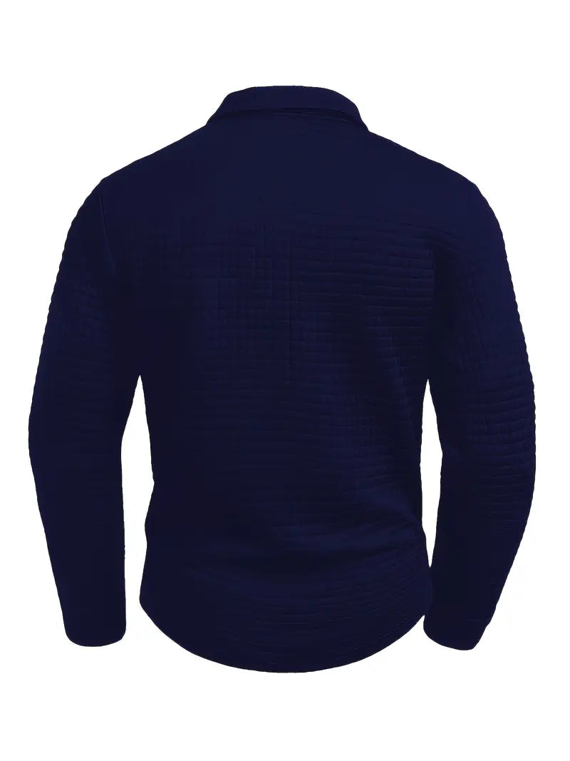NordicWeave™ Men's Long Sleeve Polo Shirt – Warm, Stylish & Comfortable