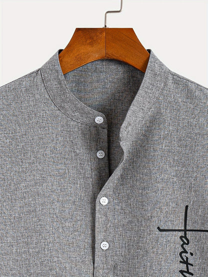 Findenal™ | Stylish short-sleeve shirt with a stand-up collar