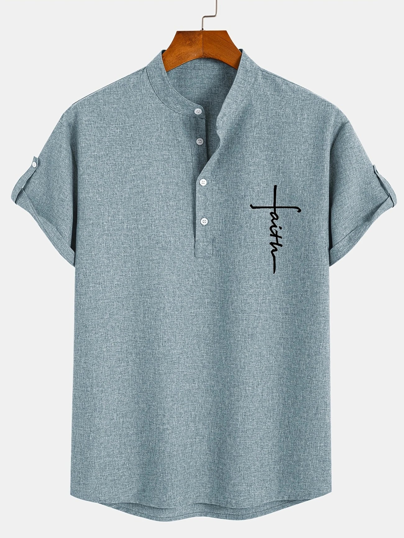 Findenal™ | Stylish short-sleeve shirt with a stand-up collar