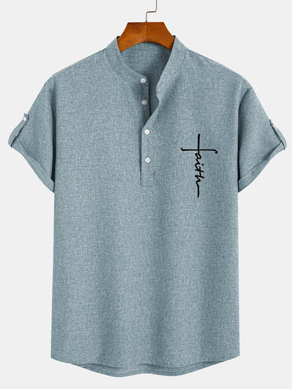 Findenal™ | Stylish short-sleeve shirt with a stand-up collar